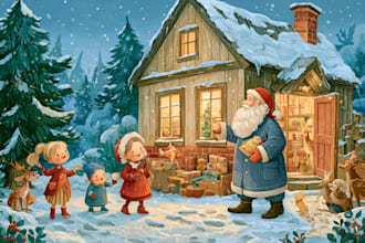 make christmas children book illustration