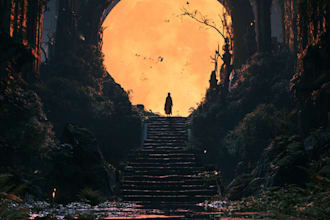 create dark fantasy art illustration for albums cover