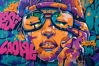 draw graffiti designs murals and wall art or skateboards