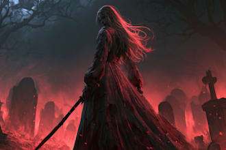 make creepy dark art or horror character illustration