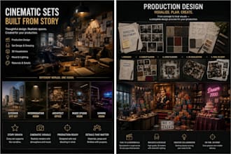 create cinematic production design and set design concepts