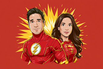 draw amazing couple superhero character