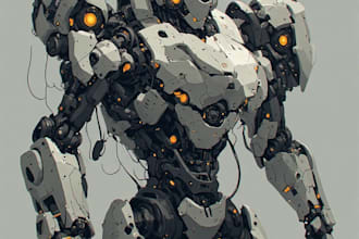 design robots and concept art of futuristic mecha
