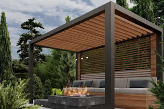 do 3d backyard, landscape, patio, pergola, garden, pool outdoor kitchen, carport