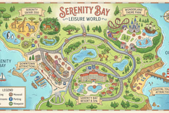 design custom theme park, zoo, resort, tourist and illustrated attraction maps