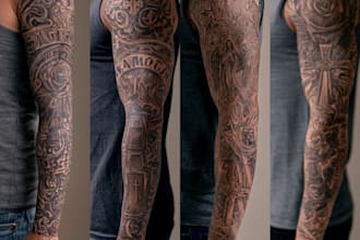 make a custom tattoo sleeve art as you want