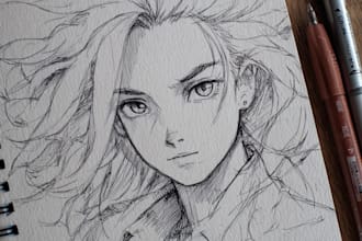 draw anime sketch colored