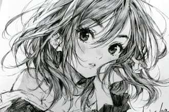 draw sketch anime art commission, oc