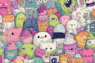 create awesome doodle icons, cartoon illustrations