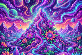 create colorful psychedelic and trippy style illustration