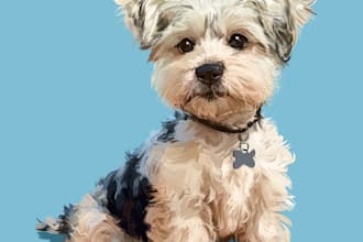 draw pet portrait into cartoon vector