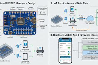 design custom ble pcb, bluetooth app and device firmware with iot archiecture