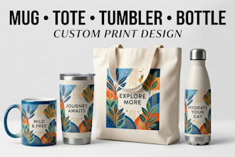 create designs for mugs, tote bags, tumblers and bottles printify printful