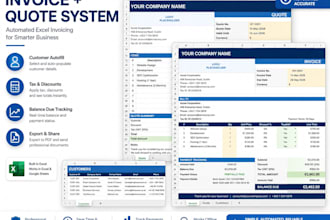 build a custom automated excel invoice and quote system with formulas