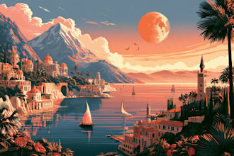 illustration top quality retro vintage travel poster
