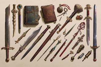 make a game concept fantasy weapon illustration
