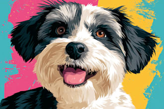 create professional animal pop art illustration with vibrant color