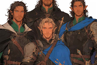 design a dnd party art and group art