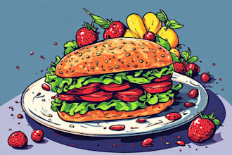 create a professional food pop art of your cuisine art