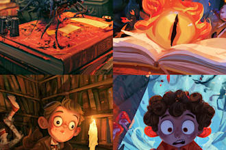 design a cartoon book cover art