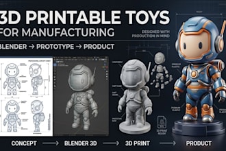design 3d printable manufacturing toy in blender 3d product toy cad prototype