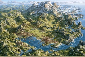draw line art fantasy map illustration