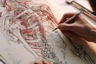 draw anatomy and medical vector illustration