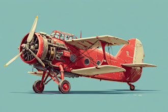 create vector art illustration of your airplane