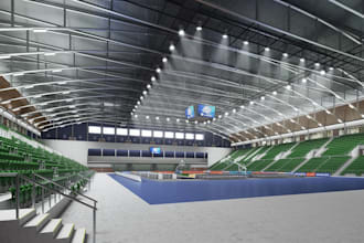 redesign 3d sport complex, outdoor playround, gym, mini facility, golf, stadium
