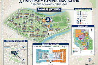 create school map, campus map, university map, building map and wayfinding map