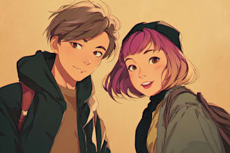 draw anime couple,oc couple,romantic art for you