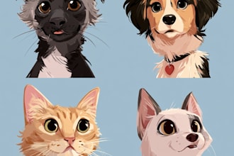 do your pet portrait into cute disney style