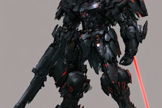 draw mecha robot,armor,gundam in anime or realism style