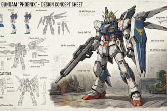 illustration and concept mecha, gundam