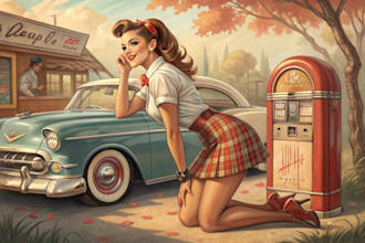 pin up girl and pin up girl illustration