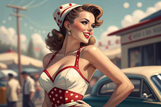 draw a pin up girl and pin up girl