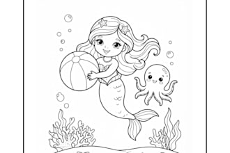 provide a ready to upload cute mermaid coloring book