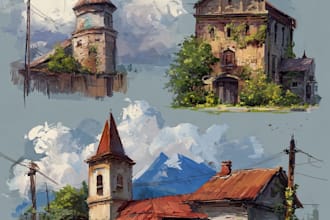 create 2d game environment concept art and illustration