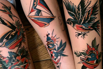 create a traditional or neo traditional tattoo design