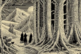 design a custom woodcut and linocut illustration