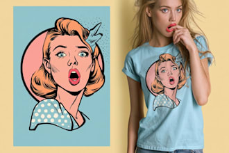 make vintage pop art t shirt and sticker design