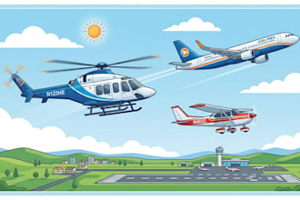 draw helicopter, airplane, aircraft, into a vector