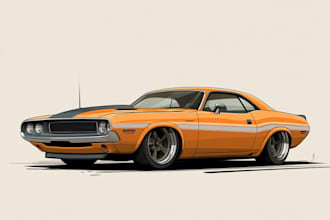 draw classic racing car illustration for posters and apparel