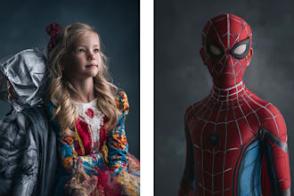 design a family superhero portraits for you