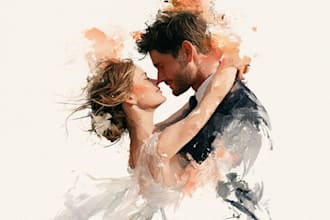 draw your wedding venue photo in watercolor illustration