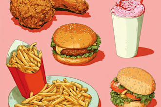 design colorful food pop art for restaurants and cafes