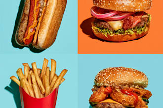 create retro food pop art illustrations and posters