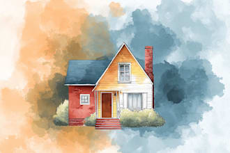 watercolor house art in unique