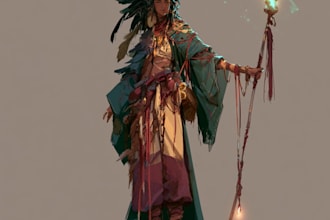 draw dnd character design and illustration