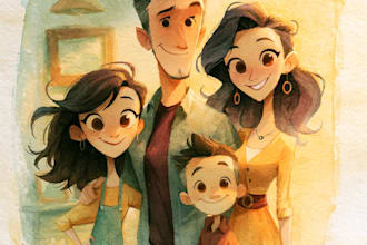 draw a realistic family or group portrait from a photo